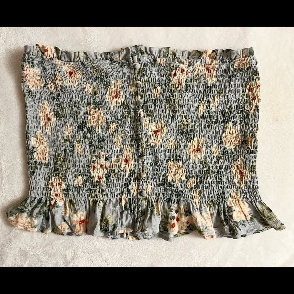 Floral smocked ruffle tube top!